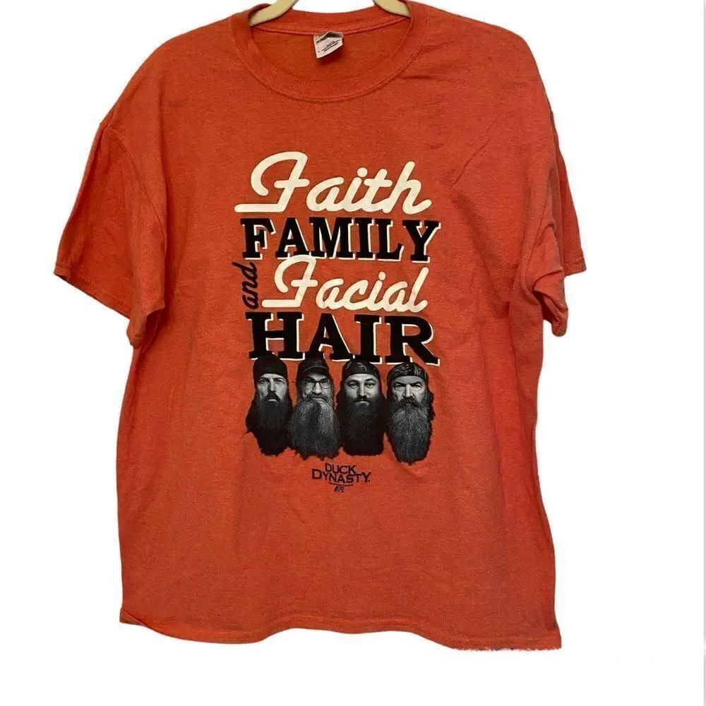 Duck Dynasty mens cotton blend Graphic T-Shirt-orange size L